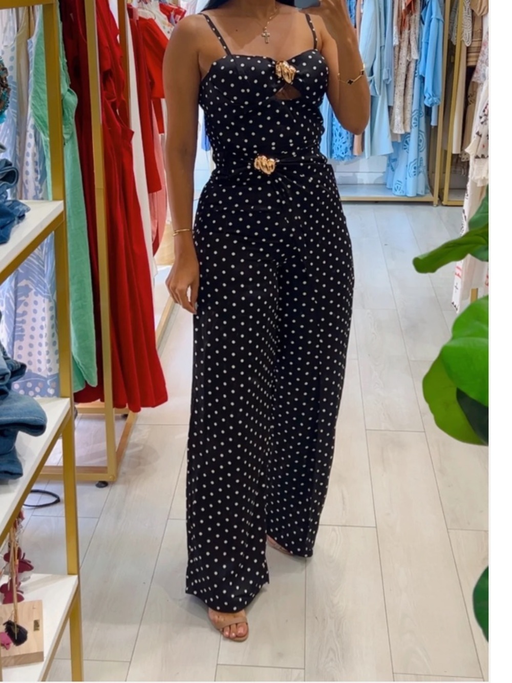 Polka Dot Jumpsuit - Black with White Dots